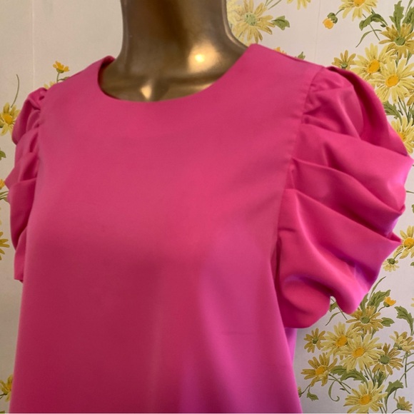 Crewneck short sleeve blouse pink size M - Picture 5 of 11